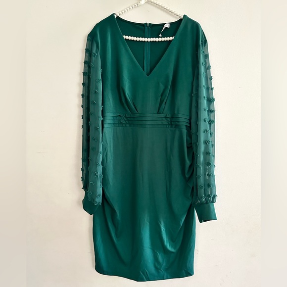 NEW| Maternity Swiss Dot Chiffon Sleeves Fitted Dress - Picture 5 of 10